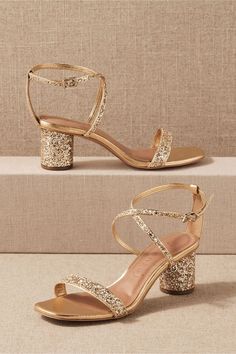 Gold Bridesmaid Shoes, Bhldn Shoes, Best Bridal Shoes, Ivory Wedding Shoes, Ladies Style, Anthropologie Wedding, Short Heels, Bridal Sandals