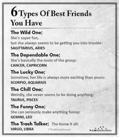 the six types of best friends you have are in this poster, which is also available for