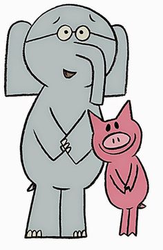 an elephant and pig standing next to each other