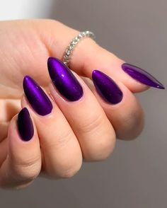 Dark Purple Manicure, Dark Purple Sparkly Nails, Nails Deep Purple, Fall Nails Purple, Purple Fall Nails, March Nail, Wife Nails, Nails March, Purple Manicure