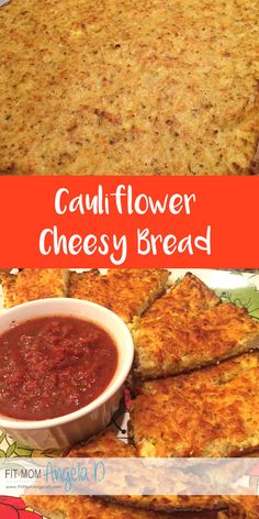 the recipe for cauliflower cheesy bread is shown