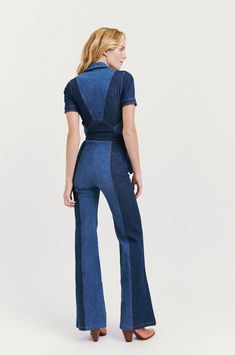 Blue Jean Baby Denim Jumpsuit – Stoned Immaculate Clothing Denim Photoshoot, Dc Fashion, 70s Denim, 70s Inspired Fashion, Denim Jumper, High Fashion Editorial, Seventies Fashion, The Nights, Baby Jumpsuit