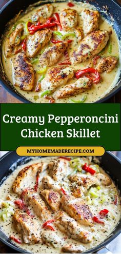 This Creamy Pepperoncini Chicken Skillet features tender chicken in a tangy, creamy sauce with a hint of heat. Quick and delicious! Ingredients: 1 lb chicken breasts 1/2 cup sliced pepperoncini 1/2 cup heavy cream 1 tbsp olive oil A flavorful skillet meal that’s ready in under 30 minutes