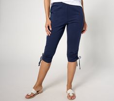 Kick it at the coast (or around town) in these fresh French Terry capris. Side ties let you adjust the hems to suit your style vibe. From Belle Beach by Kim Gravel. Kim Gravel, Suits You, French Terry, Capri, Pants