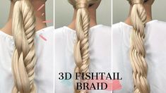 3d Fishtail Braid, Long To Medium Hair, Rope Braid Hairstyles, 3d Braid, Rope Braid Tutorials, Messy Fishtail Braids, Rope Braided Hairstyle, Dutch Fishtail Braid, Braid Videos