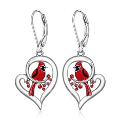 PRICES MAY VARY. 【CARDINAL APPEAR WHEN ANGELS ARE NEAR】 When cardinal come to you, it represents the spiritual messengers of the lost loved ones come back from heaven to visit you. The cardinal earrings means “I am with you always.” 【CARDINAL SYMPATHY GIFT】The cardinal memorial gifts for loss of loved one, when cardinal appear loved ones are near. The silent cardinal is waiting for you to think of it and recognize it. It will be your strong spiritual support. Cardinal earrings as a sympathy gift Nickel-free Bird-shaped Earrings For Gifts, Silver Bird-shaped Earrings Gift, Silver Bird-shaped Earrings For Gift, Nickel-free Bird-shaped Jewelry Gift, Bird-shaped Jewelry Set With Matching Earrings, Dangle Earrings With Bird Design For Gift, Novelty Red Earrings For Gift, Personalized Red Drop Earrings, Red Heart-shaped Novelty Jewelry