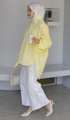 Yellow Shirt Outfit Hijab, Yellow Shirt Dress, Hijabi Outfit