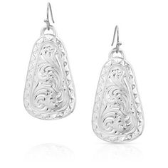 The Beauty Within Earrings will complement your inner and outer beauty. The piece features a bell-shaped design with classic bright cut engraved designs. This is the perfect piece of jewelry for everyday wear. The earrings have hypoallergenic French wires for easy wear. All Montana Silversmiths jewelry and accessories are coated with Montana Armor to prevent tarnish. These earrings have French Hook ear wires allowing for easy movement. Catch the light as you move with perfect silver artistry. A bright silver tone is sure to charm. Elegant Etched Metal Earrings, Elegant Engraved Metal Earrings, Classic Teardrop Engraved Jewelry, Classic Engraved Drop Earrings, Elegant Etched Dangle Earrings, Elegant Etched Dangle Jewelry, Montana Silversmith Jewelry, Tractor Supply, French Wire