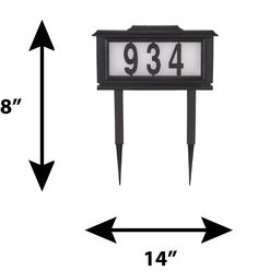 an image of a house number sign with arrows pointing in different directions and the numbers on each side