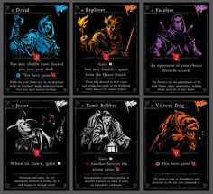 four different types of wizard cards