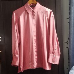 Brand New With The Tag, Biught For Re-Sale. Small Fabric Imperfections(Refer To My Last Picture). Satin Effect Shirt With Lapel Collar And Long Turned-Up Sleeves With Buttons. Front Hidden Button Closure. 97% Polyester 3% Elastane. Thicker Fabric. Runs Oversized. Size Xs Pit To Pit Is Approx 22.5 In, Size S Pit To Pit Is Approx 23.5 In, Length Is Approx 27in. Thank You, Appreciate You Supporting My Small Business. Don't Have A Poshmark Account? Sign Up Today Using My Code: Aleksabrooklyn & Save $10 Off Your 1st Order! Pink Relaxed Fit Elegant Blouse, Zara Pink Shirt For Work, Pink Relaxed Fit Elegant Top, Elegant Relaxed Fit Pink Top, Elegant Pink Relaxed Fit Top, Elegant Pink Zara Top, Appreciate You, Lapel Collar, Zara Tops