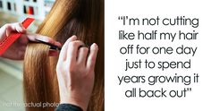 a woman cutting her hair with scissors and comb