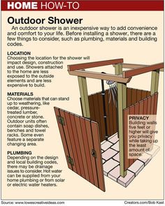 the instructions for how to build an outdoor shower