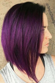 Dark purple hair: let us discuss the basics at first. This hair color is unnatural, that is, you cannot meet anyone who was born with such hair color. So, to get it, you need to get your hair dyed.#purplehair#darkpurple#haircolor Longbob Hair, Pulp Riot Hair Color, Dark Purple Hair, Plum Hair, Edgy Pixie, Styles Hairstyles, Pulp Riot Hair, Violet Hair, Pulp Riot