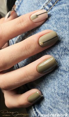 Fall Nails 2023 Olive Green, Fall Olive Green Nails, Fall Nail Designs Olive Green, Boho Nail Art, Autem Gel Nails, Autumn Nails 2024 Green, Fall Green Nails 2024, Boho Nails