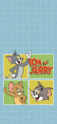 the tom and jerry characters are depicted in four squares