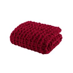 a red knitted blanket on a white background with clipping for text or image