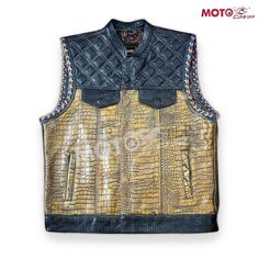 Check out Hunt Club Style Men's Gator Leather Vest Motorcycle Biker Concealed Carry, the latest item I added on eBay! #eBay #eBaySeller Black Biker Vest With Zipper Closure, Black Sleeveless Moto Outerwear, Biker Style Sleeveless Vest With Zipper Closure, Sleeveless Biker Vest With Zipper Closure, Black Moto Vest For Biker Events, Moto Style Black Vest For Biker Events, Honey Pattern, Hunt Club, Vest Designs