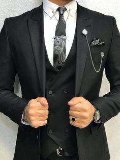 John Groomsmen Outfit, Grey Slim Fit Suit, Tie Chain, Tuxedo Wedding Suit, Suit Prom, Gentlemen Style, Black Suit Men, Slim Fit Suit Men, John Gray