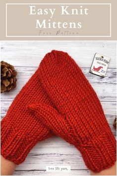 Easy Knit Mittens (Free Pattern) Easy Knit Mittens, Knit Mittens Free Pattern, Mittens Free Pattern, Knitted Mittens Pattern, Winter Project, Lion Brand Yarn