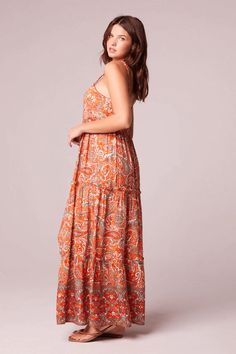 Alejandra Maxi Dress – Osprey Lane Romantic Vibes, Contrast Piping, Tiered Maxi Dress, Tier Skirt, Tiered Skirt, Paisley Print, Sales Gifts, Bohemian Style