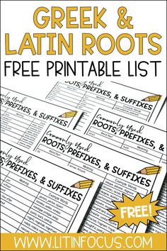 greek and latin roots free printable list