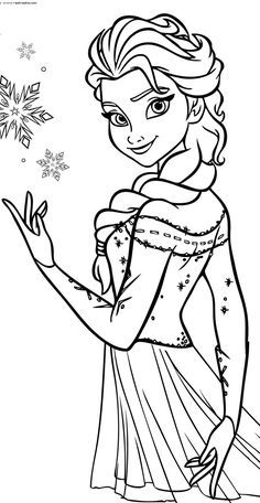 the frozen princess from disney's frozen kingdom coloring page with snowflakes in her hand