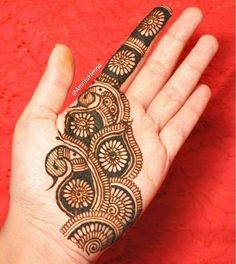 the hand is decorated with henna designs