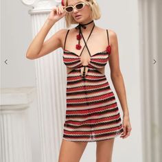 For Love And Lemons Cover Up. Too Small On Me But I Bought It Final Sale! Red Flirty Mini Dress For The Beach, Flirty Red Mini Dress For The Beach, Red Flirty Mini Dress For Beach, Flirty Red Mini Dress For Beach, Red Backless Mini Dress For Vacation, Holiday Mini Dress For Beach Season, Chic Red Mini Dress For Vacation, Summer Holiday Mini Dress, Flirty Summer Holiday Dresses