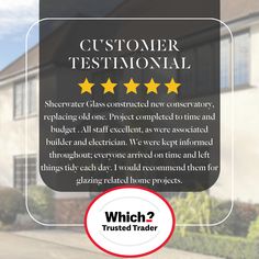 the customer testimonal for which two stars are in front of a house and one is