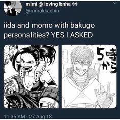 an image of two anime characters with the caption'idda and momo with bakigo personaities yes i asked '