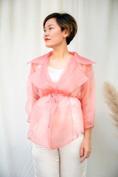 Organza Jacket, Burnt Hair, Short Blazer, Organza Shirt, Blouse Elegant, Raw Silk Fabric, Organza Blouse, Blazer And Shorts, Silk Organza