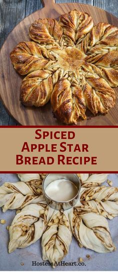 sliced apple star bread recipe on a cutting board