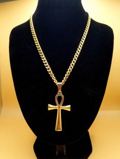 🔑Unlock the Mysteries of Ancient Egypt with Our Cuban Chain Ankh Key of Life Symbol Necklace! 🌟 Step into a realm of ancient wisdom and timeless elegance with our exquisite Key of Life necklace. Crafted with precision and passion, this enchanting piece is a homage to the revered Ankh symbol--an emblem of life, fertility, and eternal existence in Ancient Egyptian culture. 🔑Features🔑: - Key of Life 18k Gold Plated 304 Stainless Steel: Crafted with the utmost care and attention to detail, our n Luxury Gold Ankh Necklace, Gold Ankh Amulet Jewelry, Collectible Ankh Amulet Necklace, Elegant Ankh-shaped Hallmarked Necklace, Cheap Ankh-shaped Spiritual Necklaces, Ankh Symbol, Secrets Of The Universe, Egyptian Culture, Life Symbol