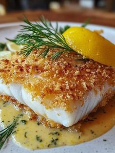 Whiting Fish Recipes, White Fish Recipes Healthy, Creamy Lemon Dill Sauce, Baked White Fish, Chicken Gnocchi Soup Recipe, Oven Baked Fish, Fish Entrees, Lemon Dill Sauce, White Fish Recipes