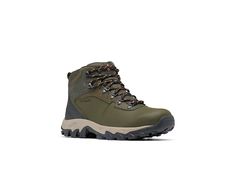 Columbia Newton Ridge Plus II Waterproof - Men's Waterproof Boots : Deep Olive/Desert Sun : Focus on your surroundings, not the ache of your feet, when you trek in the lasting comfort and reliable performance of the Columbia Newton Ridge Plus II Waterproof hiking boot. Omni-Tech waterproof, breathable technology protects feet from outside elements. Waterproof seam-sealed construction. PU-coated leather, suede, and mesh upper materials. Lace-up closure. Heel pull loop. Padded tongue and collar. Breathable textile lining offers a great in-shoe feel. Comfortable foam footbed. Lightweight Techlite midsole provides daylong comfort, exceptional cushioning, and high energy return. Non-marking Omni-Grip rubber outsole delivers reliable traction. Imported. Measurements: Weight: 1 lb 2 oz Product me Waterproof Green Boots For Outdoor, Green Weatherproof Outdoor Boots, Durable Khaki Outdoor Boots, Waterproof Green Boots For Outdoor Work, Durable Khaki Waterproof Boots For Outdoor, Weatherproof Gore-tex Boots For Camping, Waterproof Khaki Boots For Outdoor, Outdoor Waterproof Khaki Boots With Reinforced Toe, Durable Khaki Hiking Boots For Outdoor Activities