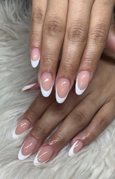 Almond white French Tip nails Almond White French Tip Nails, Almond White French Tip, Almond French Tip Nails, Almond French Tip, White French Tip Nails, White Gel Polish, The Bees Knees, White French Tip, Tip Nails