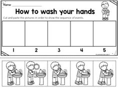 the worksheet for how to wash your hands is shown in black and white