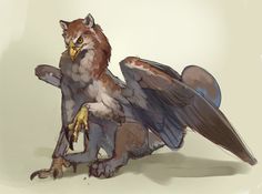 a drawing of an owl with wings spread out and holding a bird in it's claws