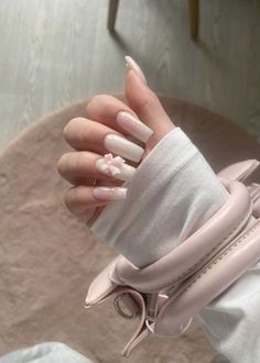 Nails With Accessories, Basic Nails, Pink Acrylic Nails, Girls Nails