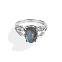 Star Wars™ Ahsoka Tano™ White Diamond & Labradorite Women's Ring Sterling Silver 1/7 CTTW | Star Wars™ Fine Jewelry Star Wars Jewelry, Classic Star Wars, Silver Diamond Ring, Fandom Fashion, Ahsoka Tano, Fine Jewelry Collection, Size 10 Rings, Online Jewelry Store, Ring Sterling Silver