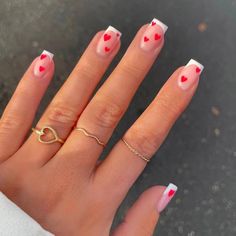 Elevate your Valentine’s Day look with our charming short square press-on nails featuring adorable heart designs! Perfect for adding a touch of love to your style, these easy-to-apply fake nails are a must-have for any occasion. Make your manicure effortless and festive!   #PressOnNailsShort #NailsForWomen #StickOnNails #FalseNails #RedHeart #GlueOnNails Small Nail, Cheap Nail, Heart Nail, Nagel Tips, Stick On Nails, Heart Nails, French Tip Nails, Nail Arts, Valentine's Day Nails