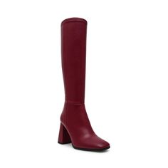 PRICES MAY VARY. Man-made upper material 3.5 inch heel height Man-made lining Faux-leather boot shaped Red Heeled Boots, Red Knee High Boots, Red Leather Boots, Faux Leather Boots, Red Boots, Leather Boot, 5 Inch Heels, Knee High Boots, Red Leather