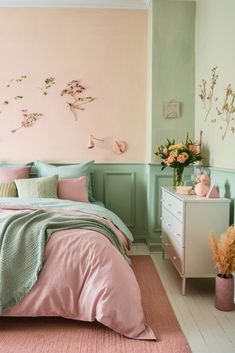 28 Green and Pink Bedroom Decor Ideas – The Crafty Hacks Duck Egg And Pink Bedroom, Pastel Pink And Green Room, Green And Pink Girls Room, Mint Green And Pink Bedroom, Green And Pink Bedroom Decor, Small Pink Bedroom Ideas, Pink And Green Girls Bedroom, Sage And Pink Bedroom, Green Girls Bedroom