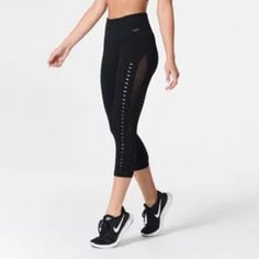 Perfect Those Warmer Days, The Nux Active Black Mesh Up Crop Legging Features A High Rise Crop Fit With Flattering Shaped Waistbad And Jacquard Body Engineered Mesh With A Comfort Gusset. Made Of 93% Microfiber Nylon And 7% Spandex. High Rise Crop Legging Shaped Waistband Jacquard Mesh Detail Comfort Gusset 93% Microfiber Nylon/7% Spandex Athletic Pants Womens, Hot Pink Tops, Pink Workout, Athleisure Women, Tie Dye Leggings, Green Leggings, Black Activewear, Ribbed Leggings, Compression Leggings