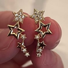 Gold Diamond Star Ear Climbers Simulated Diamonds Make An Offer Or Bundle And Save! (20% Off 2 + Items.) Ear Climbers, Diamond Star, Star Studs, Gold Star, Gold Stars, Gold Diamond, Jewelry Earrings, Plating, Diamonds