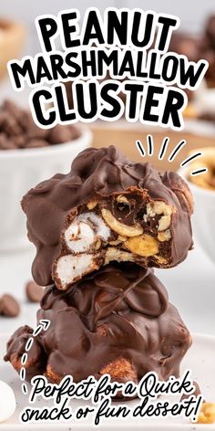 there is a pile of chocolate covered marshmallow clusters