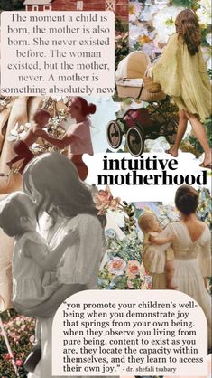 a collage of photos with the words,'unique motherhood'in it