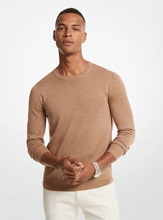 Crafted from pure merino wool, this sweater is a luxe staple piece. It’s warm yet lightweight—perfect for layering throughout the seasons. Style it with casual separates or office-ready pieces. Merino Wool Sweater, The Seasons, Wool Sweater, Merino Wool, Layering, Michael Kors, Wool