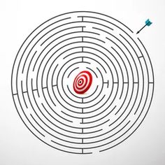 a red target is in the center of a maze